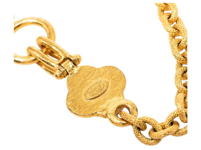 Rote Chanel CC vergoldete Gripoix Kleeblatt-Anhänger Halskette - Ansicht 5
