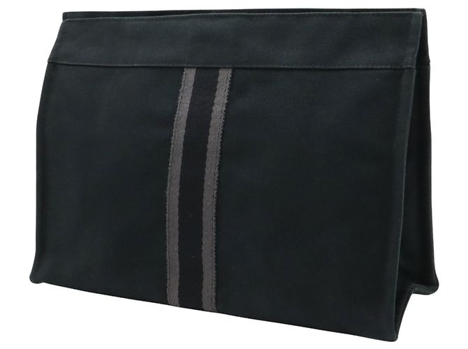 Clutch Hermès Fourre Tout in tela nera Nero - vista 2