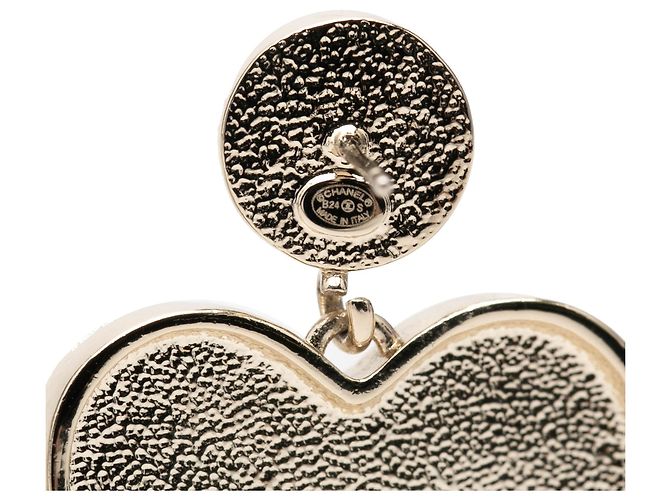 Orecchini a lobo Chanel CC placcati oro con perle sintetiche, strass e cuore in resina D'oro - vista 3