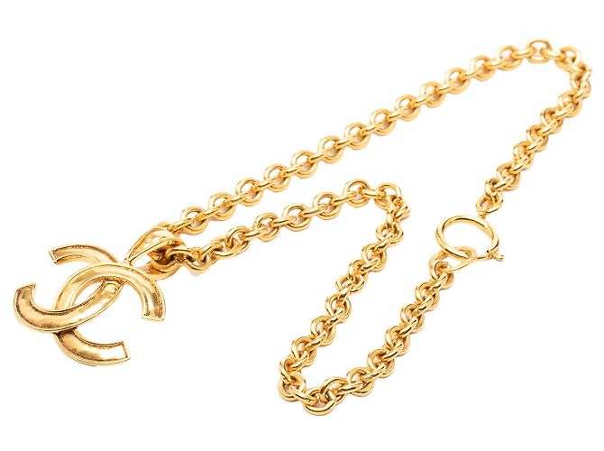 Collana con pendente Chanel CC placcata oro D'oro - vista 5