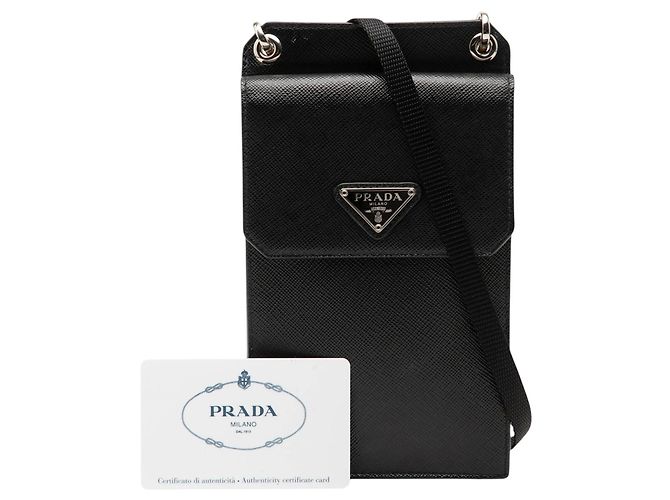 Borsa crossbody per smartphone Prada Saffiano Nera Nero - vista 7