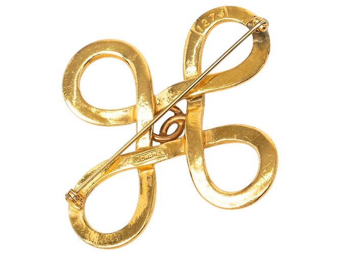 Spilla Chanel CC Placcata Oro con Nodo Infinito D'oro - vista 2