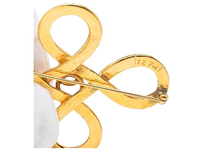 Spilla Chanel CC Placcata Oro con Nodo Infinito D'oro - vista 5