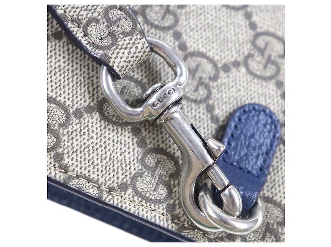 Pouch Gucci Medium Bicolor GG Supreme Blu - vista 10