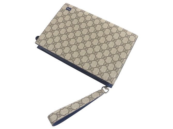 Pouch Gucci Medium Bicolor GG Supreme Blu - vista 11