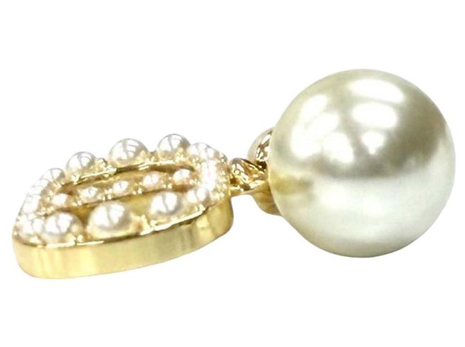 Orecchini Tribales Dior placcati oro con perle sintetiche e chiusura a pressione D'oro - vista 4