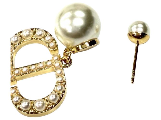 Orecchini Tribales Dior placcati oro con perle sintetiche e chiusura a pressione D'oro - vista 5