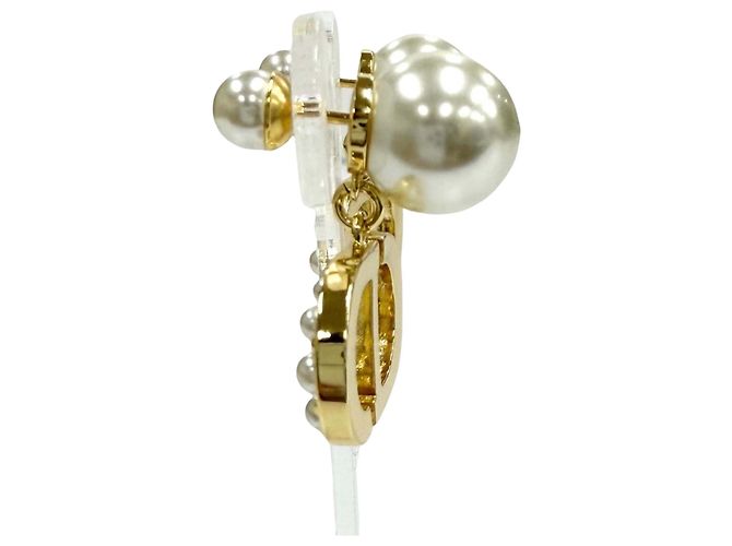 Orecchini Tribales Dior placcati oro con perle sintetiche e chiusura a pressione D'oro - vista 6