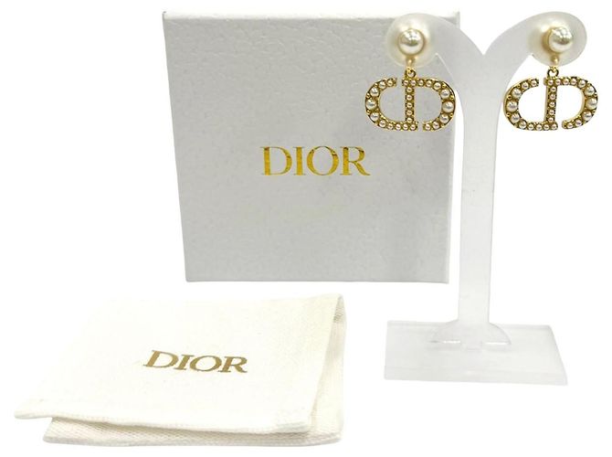 Orecchini Tribales Dior placcati oro con perle sintetiche e chiusura a pressione D'oro - vista 8