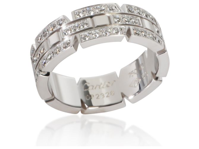 Love Anello Cartier Tank Française in oro bianco e diamanti - vista 2