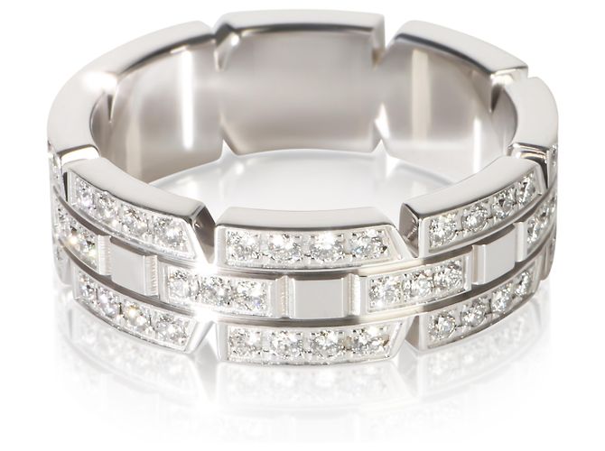 Love Anello Cartier Tank Française in oro bianco e diamanti - vista 4