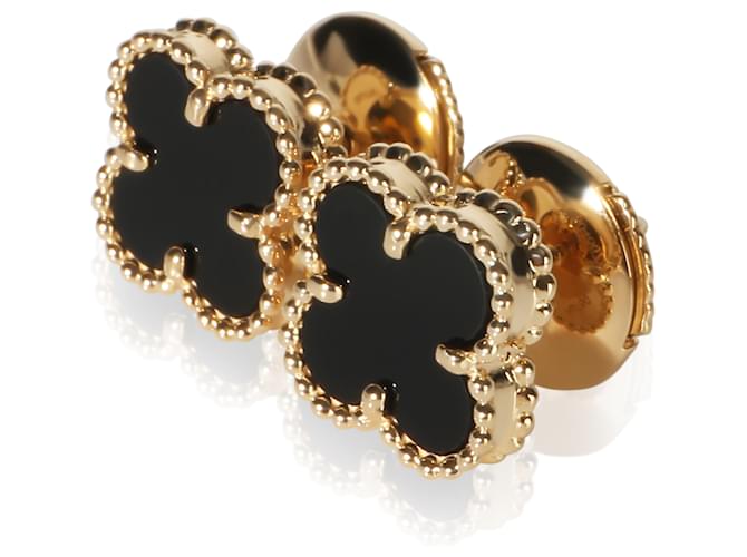 Orecchini Sweet Alhambra in oro giallo e onice Van Cleef & Arpels - vista 3