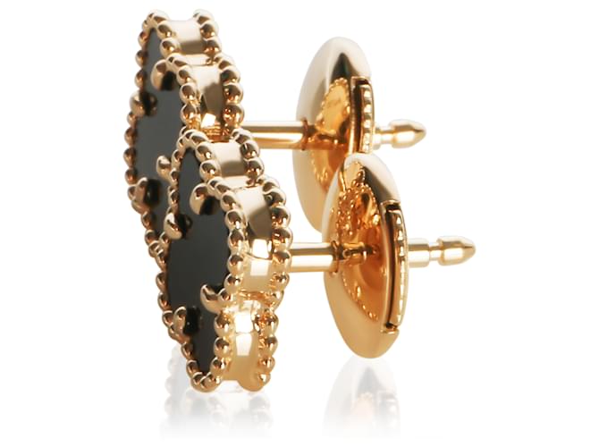 Orecchini Sweet Alhambra in oro giallo e onice Van Cleef & Arpels - vista 4