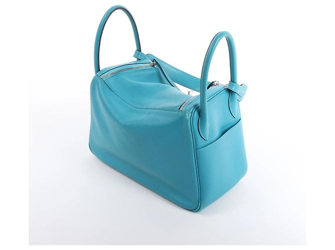 Hermès Hermes Lindy 30 Veau Swift 2Way Handbag in Turquoise K: 2007 Blu - vista 4