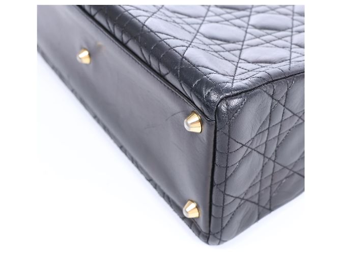 Borsa a mano 2Way Lady Dior Large in pelle Cannage di Christian Dior, Nero - vista 11