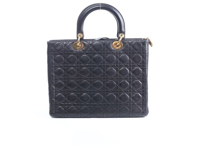 Borsa a mano 2Way Lady Dior Large in pelle Cannage di Christian Dior, Nero - vista 2