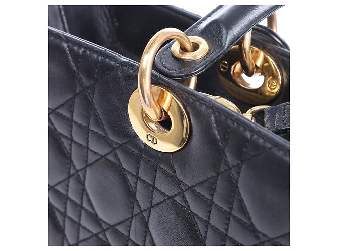 Borsa a mano 2Way Lady Dior Large in pelle Cannage di Christian Dior, Nero - vista 6