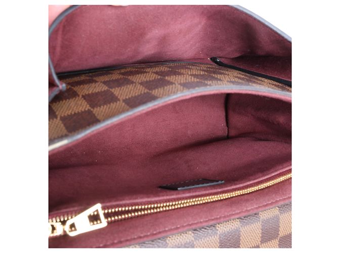 Borsa a tracolla Louis Vuitton Vavin PM Damier Ebene in Brown x Burgundy N40109 Bordò - vista 11