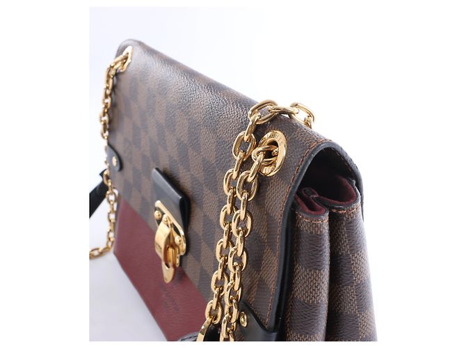 Borsa a tracolla Louis Vuitton Vavin PM Damier Ebene in Brown x Burgundy N40109 Bordò - vista 3