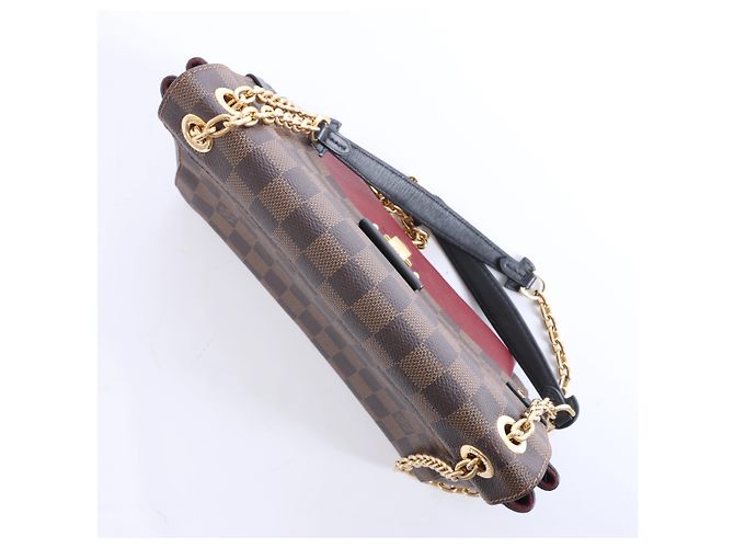 Borsa a tracolla Louis Vuitton Vavin PM Damier Ebene in Brown x Burgundy N40109 Bordò - vista 6