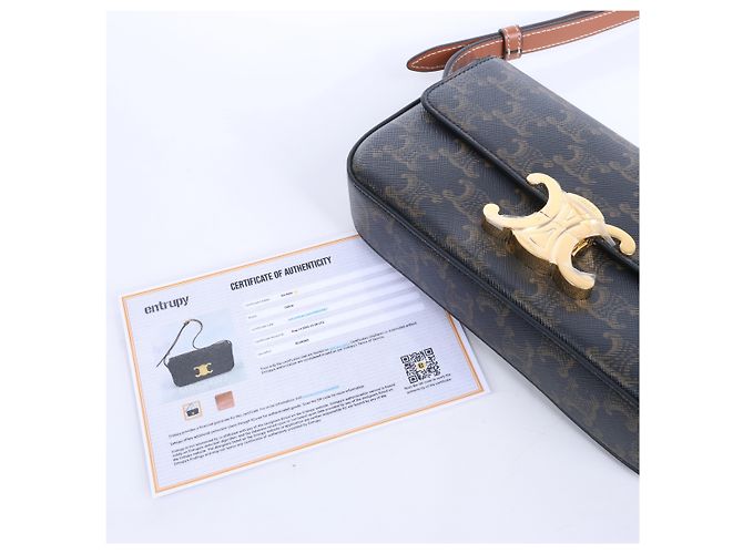 Céline Borsa a tracolla Celine Triomphe Claude in PVC e pelle, marrone - vista 13