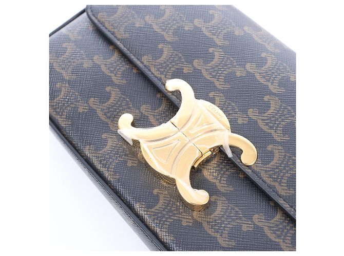 Céline Borsa a tracolla Celine Triomphe Claude in PVC e pelle, marrone - vista 2