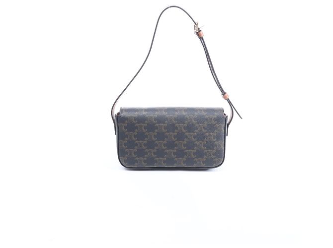 Céline Borsa a tracolla Celine Triomphe Claude in PVC e pelle, marrone - vista 3