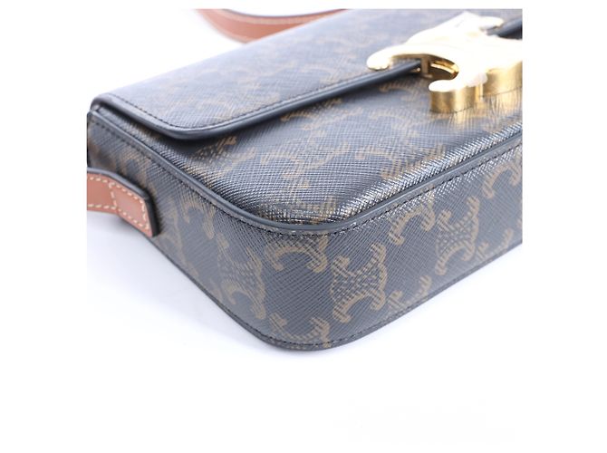 Céline Borsa a tracolla Celine Triomphe Claude in PVC e pelle, marrone - vista 6