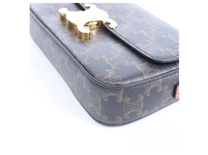 Céline Borsa a tracolla Celine Triomphe Claude in PVC e pelle, marrone - vista 7
