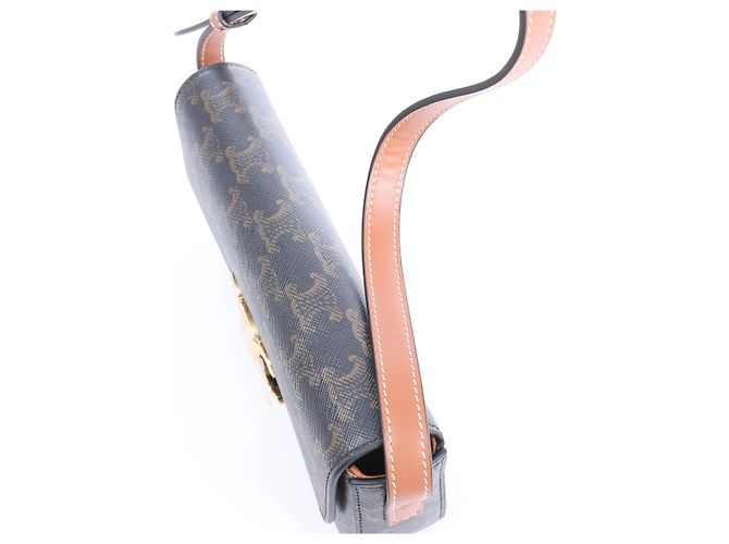 Céline Borsa a tracolla Celine Triomphe Claude in PVC e pelle, marrone - vista 8