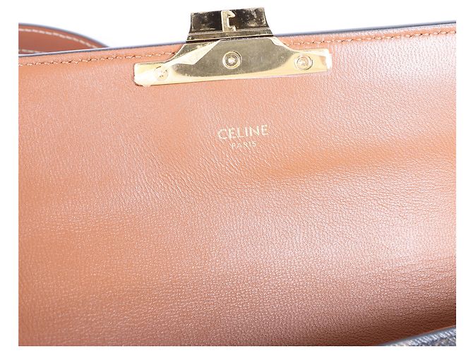 Céline Borsa a tracolla Celine Triomphe Claude in PVC e pelle, marrone - vista 9