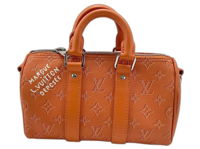 Borsa Louis Vuitton Keepall Bandoulière 25 Arancione - vista 2