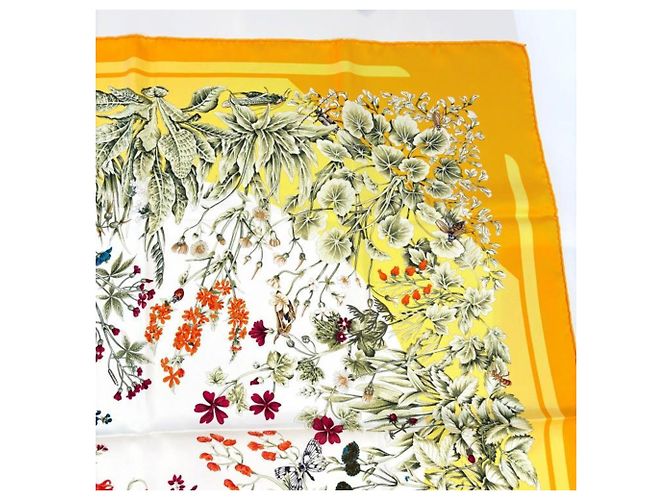 Hermès Hermes Carre 90 La Prairie Silk Scarf, Orange Arancione - vista 13