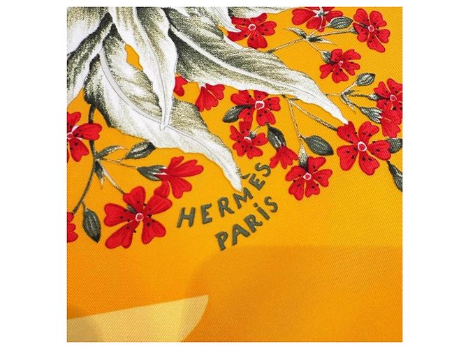 Hermès Hermes Carre 90 La Prairie Silk Scarf, Orange Arancione - vista 3