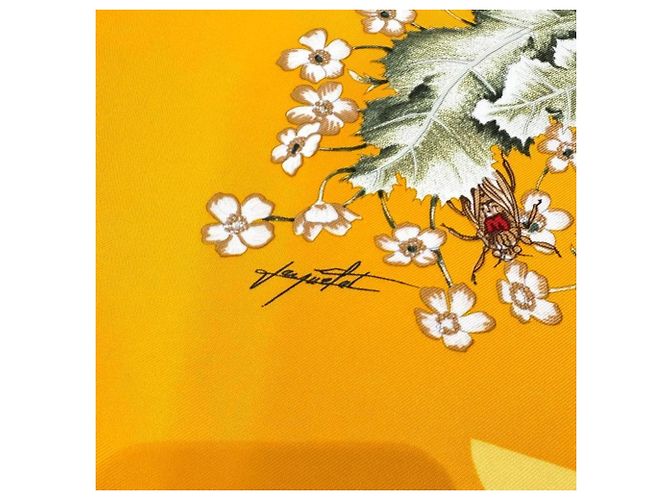 Hermès Hermes Carre 90 La Prairie Silk Scarf, Orange Arancione - vista 4