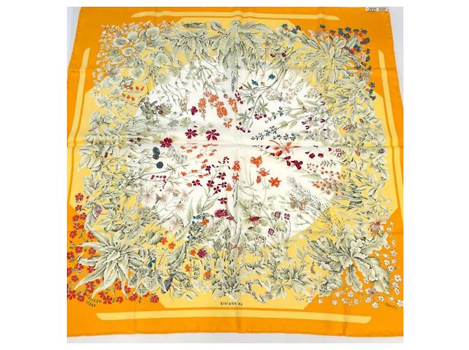 Hermès Hermes Carre 90 La Prairie Silk Scarf, Orange Arancione - vista 5