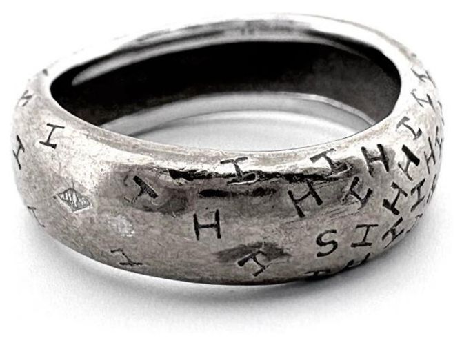 Hermès Hermes K18WG Toubou Band Ring Silber - Ansicht 2