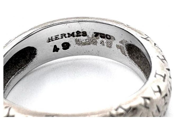 Hermès Hermes K18WG Toubou Band Ring Silber - Ansicht 3