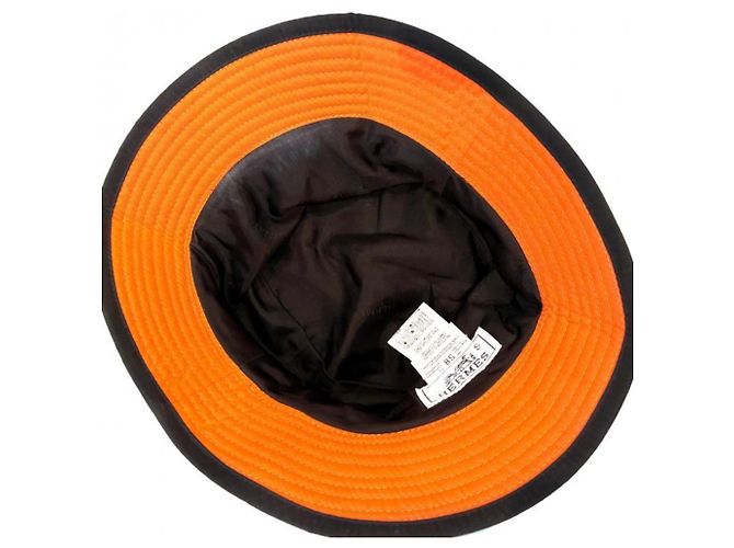 Hermès Hermes #58 Cappello Bucket Logo H Nero Arancione - vista 4