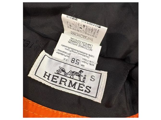 Hermès Hermes #58 Cappello Bucket Logo H Nero Arancione - vista 5