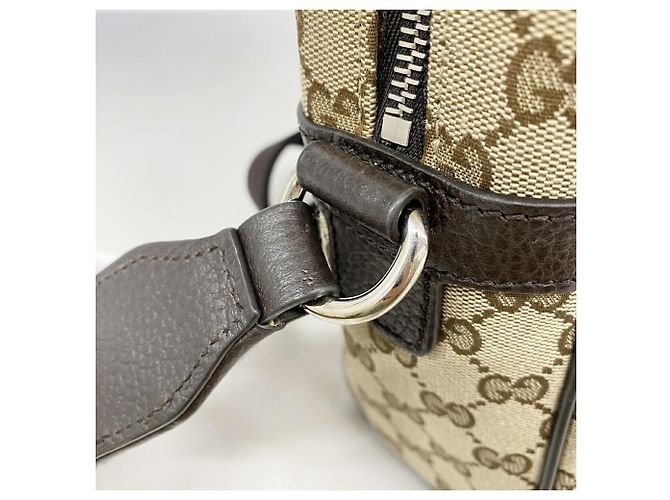 Borsa a tracolla Gucci in tela beige - vista 7