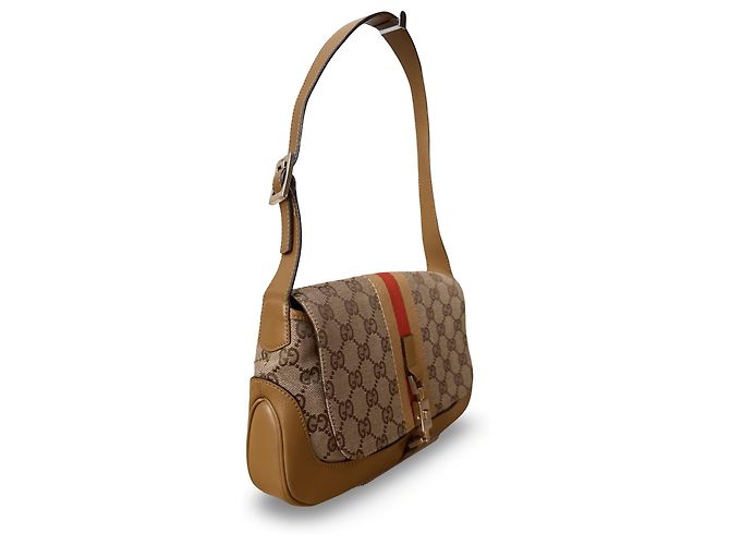 Borsa a tracolla Gucci GG Canvas e pelle nero beige - vista 2