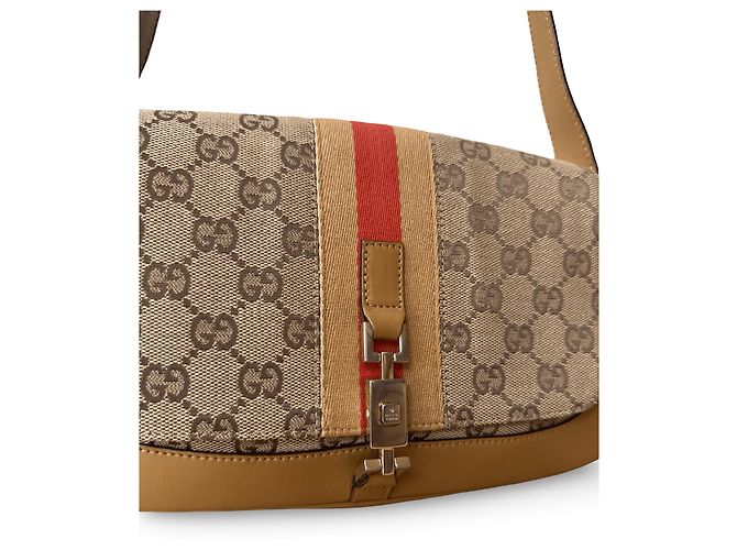 Borsa a tracolla Gucci GG Canvas e pelle nero beige - vista 3