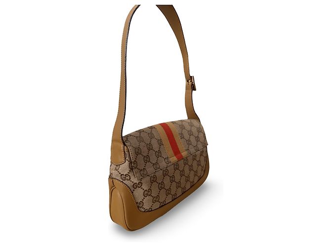 Borsa a tracolla Gucci GG Canvas e pelle nero beige - vista 5