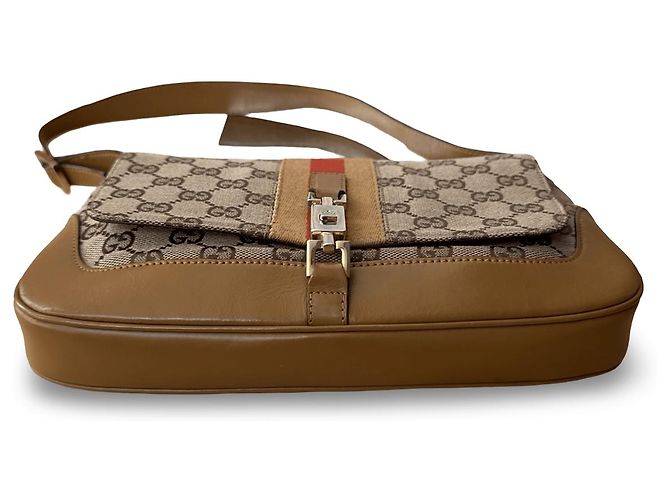 Borsa a tracolla Gucci GG Canvas e pelle nero beige - vista 6