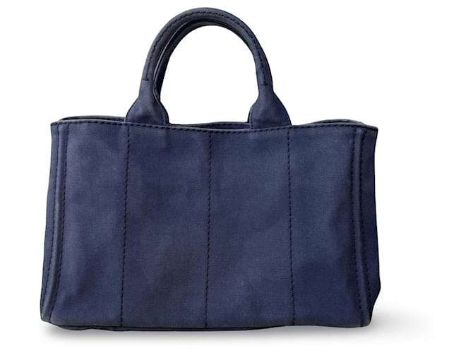 Borsa tote Prada Canapa blu e oro D'oro - vista 3