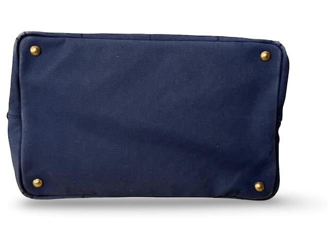 Borsa tote Prada Canapa blu e oro D'oro - vista 6