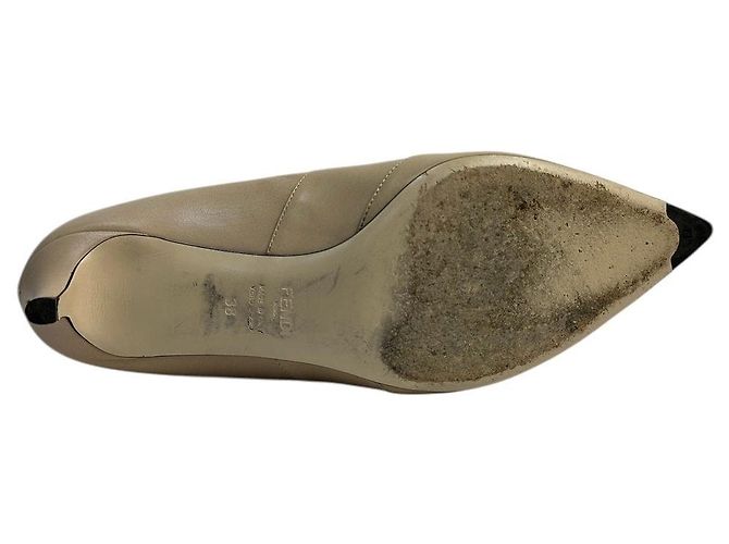 Fendi beige Stiefeletten mit Stretch-Strick-Einsatz Sz.38 Gebraucht - Ansicht 6