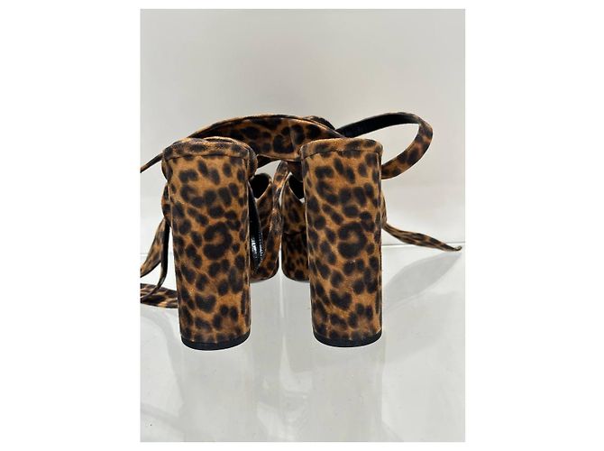 Saint Laurent Bianca Leopard Suede Platform Heels Sz.38 usato - vista 4