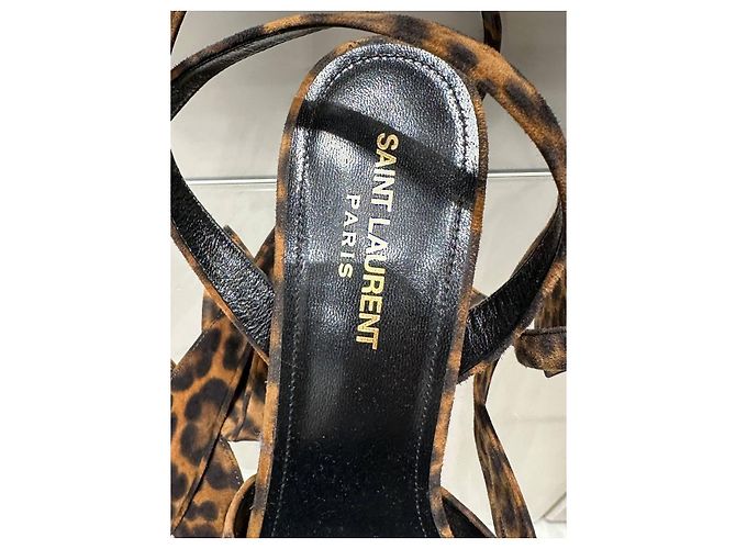 Saint Laurent Bianca Leopard Suede Platform Heels Sz.38 usato - vista 5